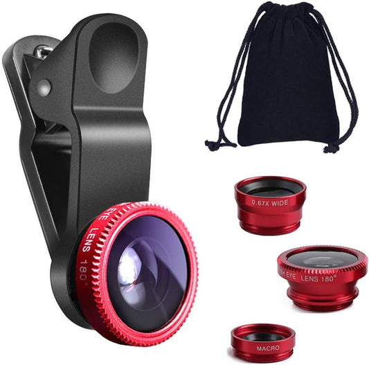 3-In-1 Universal Photo Lens - 180° Fisheye, Wide Angle & Macro Lens