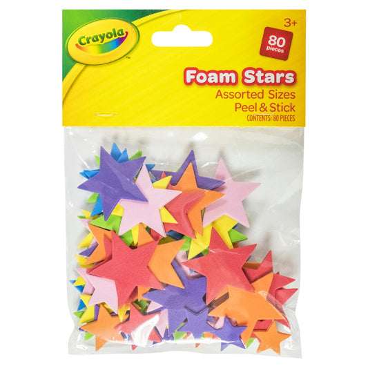 Crayola Foam Stars - 80 Pieces - Assorted Sizes, Peel & Stick