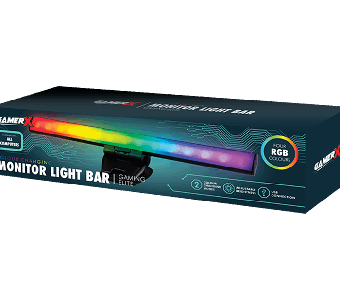 GamerX Colour Changing Monitor Light Bar - Gaming Elite - Four RGB Colours