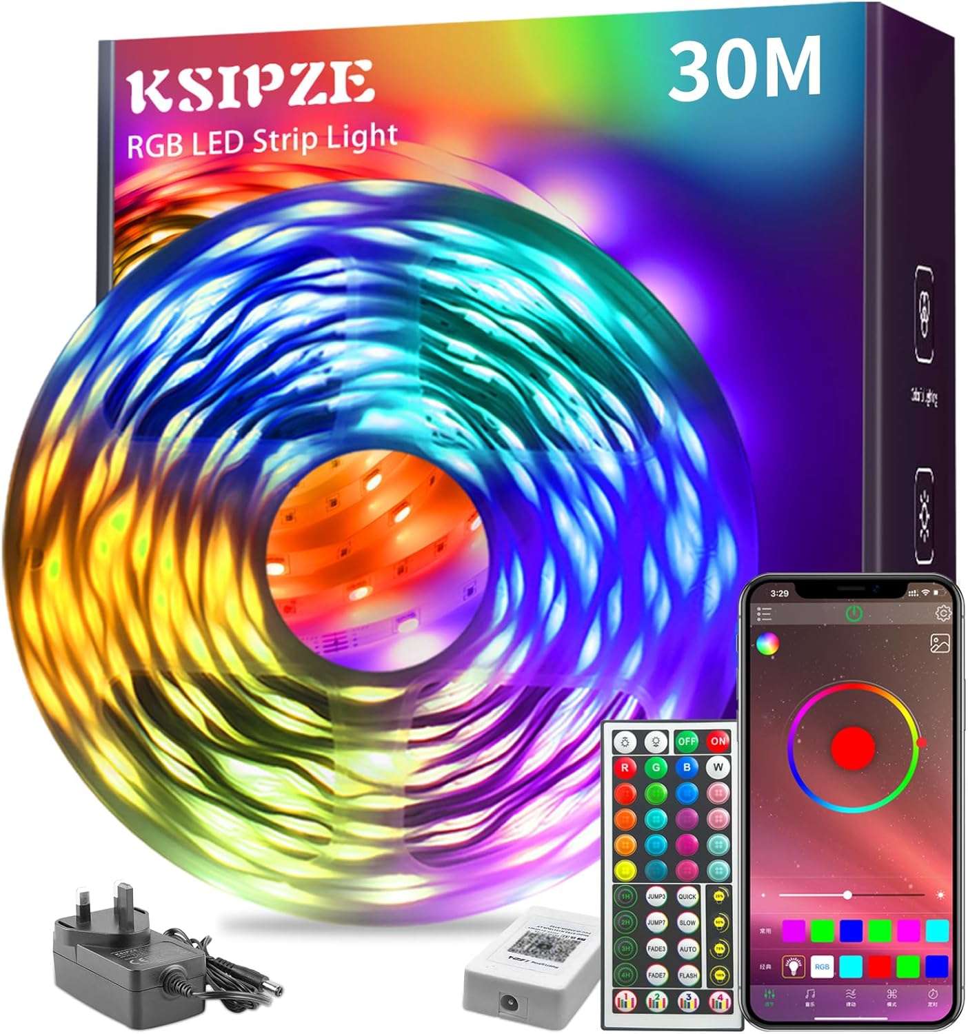 Ksipze RGB LED Strip Light 30M