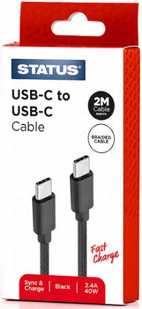 Status USB-C to USB-C 2M Fast Charge Braided Cable