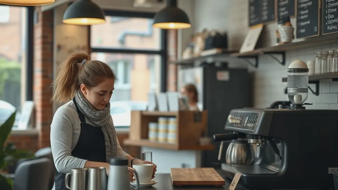 Two professionals working on Didsbury coffee shops near Manchester